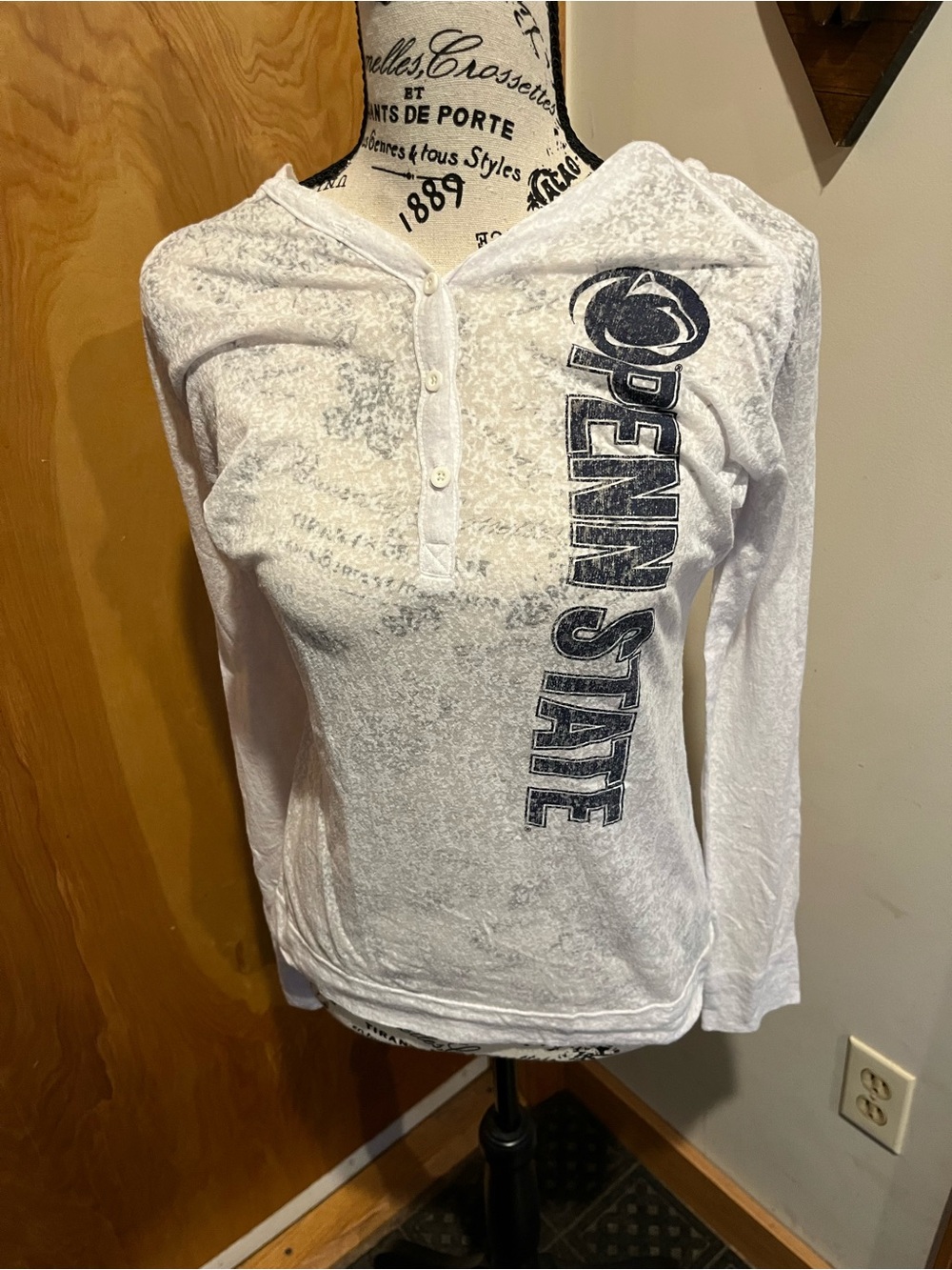 NCAA Penn State White Long Sleeve Henley Tee